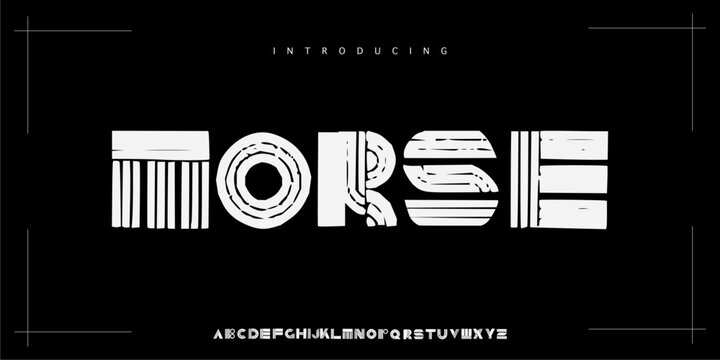 Morse: An ancient tribal font. Heavy stone-carved display typeface with Maya and Egyptian relief lines for mystic branding.