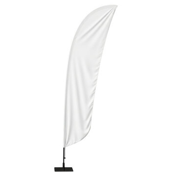 Blank white feather flag banner mockup for outdoor events isolated on transparent background