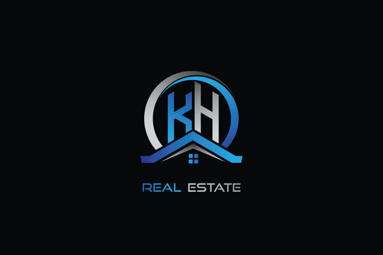 KH real estate letters logo design for construction or house. KH real estate letters logo Vector design