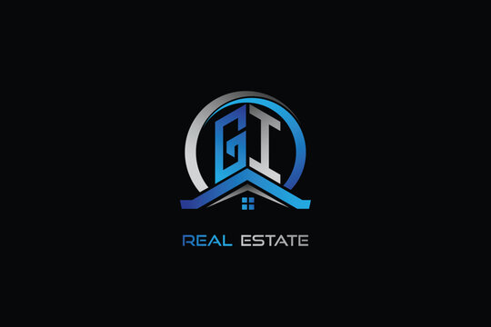 GI real estate letters logo design for construction or house. GI real estate letters logo Vector design