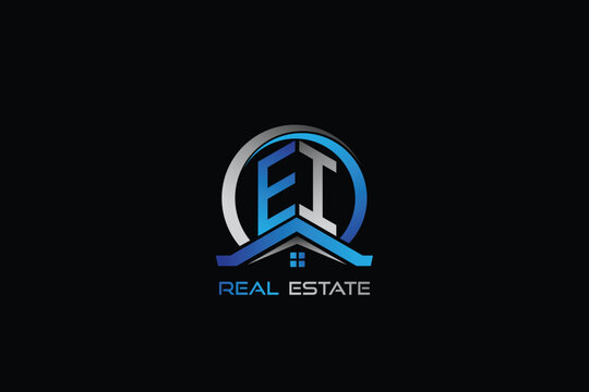 EI real estate letters logo design for construction or house. EI real estate letters logo Vector design