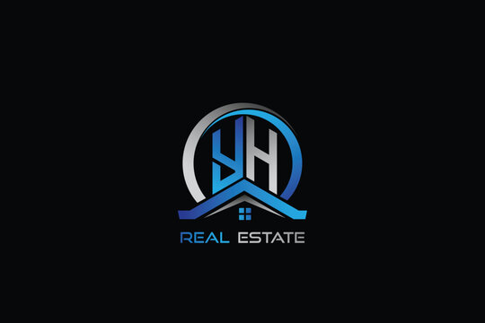 YH real estate letters logo design for construction or house. YH real estate letters logo Vector design