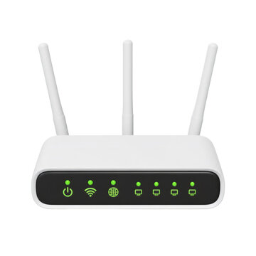 Modern Wireless Router with Glowing Status Lights