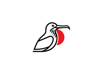 Obraz premium Stylized bird icon with red accent on white background vector illustration