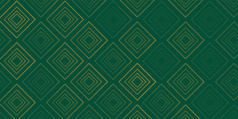 Luxury geometric decoration background. Green wallpaper template with abstract gold contrast symmetry lines for corporate identity and professional banner. © Fahrus sinatria