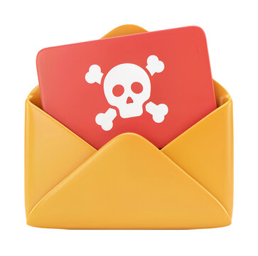 3D Phishing Email Warning Illustration for Cyber Security and Spam Alert Design