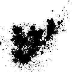 Obraz premium Abstract black ink splatter composition with messy drops and spills isolated on white background for professional creative graphic design 