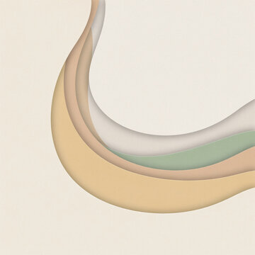 Abstract Flowing Paper Cut Background with Elegant Beige Curved Layers and Minimal Organic Wave Design