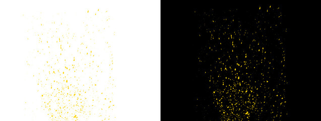 Tall Vertical Bright Yellow Gold Particle Cascade Trail on Split Background © Rehman