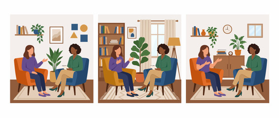 Fototapeta premium Medical Consultation and Mental Health Therapy Session Illustration