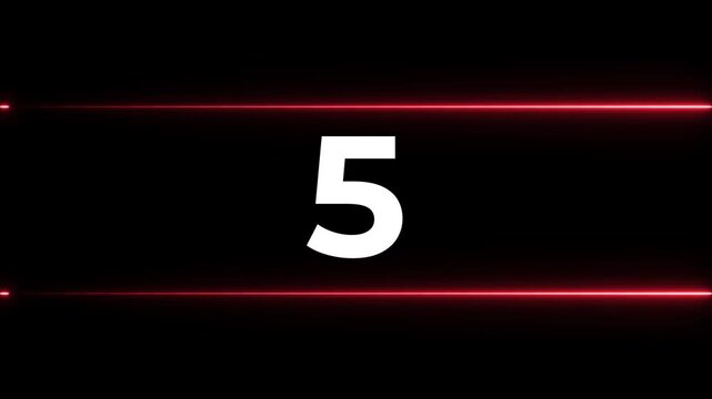 Clean digital sequence numbers 1 3 5 8 10 12 illuminated with red lines on black background for project planning