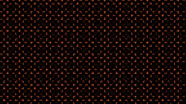 Abstract dark background with a repeating pattern of small orange dots creating a textured effect.