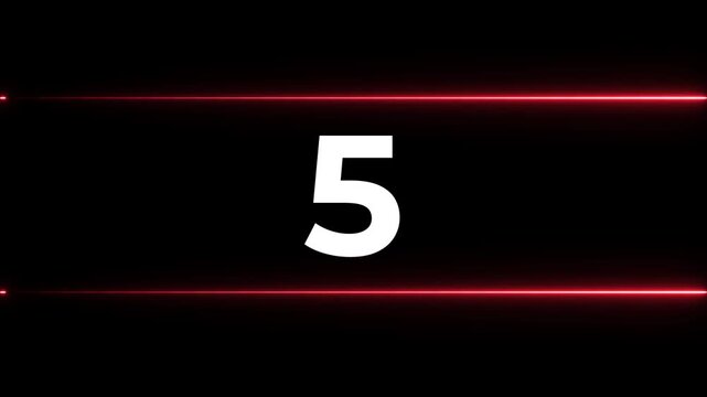 Numeric sequence with glowing red lines on black background for digital countdown or progress indication