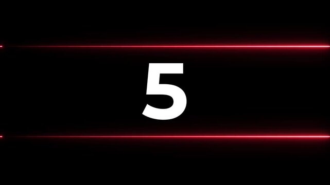 Abstract motion graphic with red light streaks and white numbers in sequence
