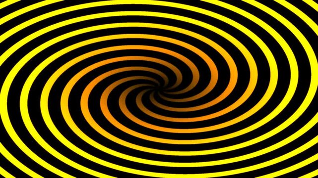 Hypnotic swirling vortex of yellow and black concentric circles creating a dizzying optical illusion.