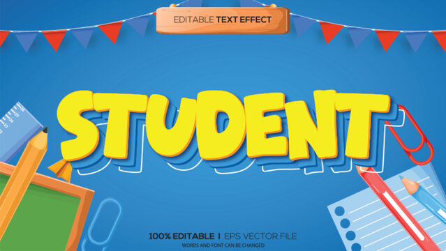 3d text effect back to school theme