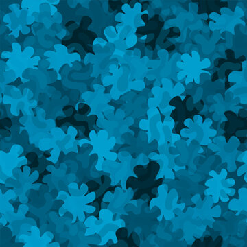 Dense Ditsy Floral Seamless Vector Pattern Denim Blue fabric print, scrapbooking