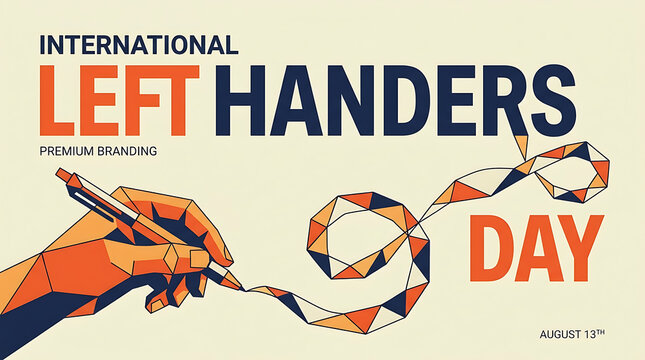 International lefthanders day geometric style hand drawing illustration