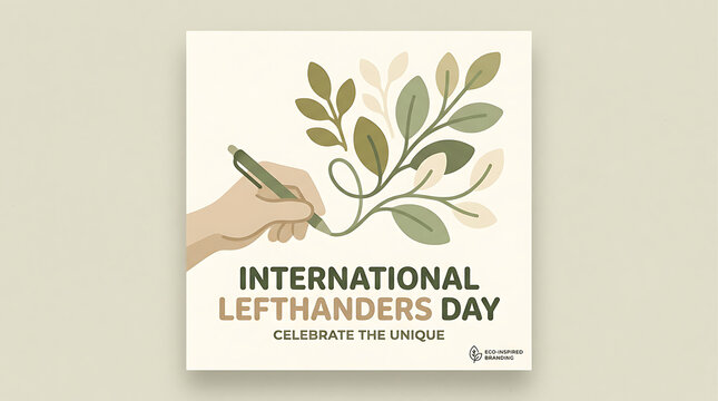 International lefthanders day concept with artistic hand drawing leaves