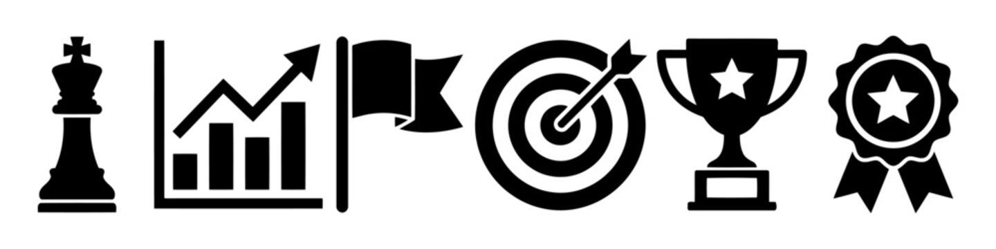 Black icons of business strategy and success