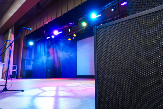 An empty stage ready for a performance.