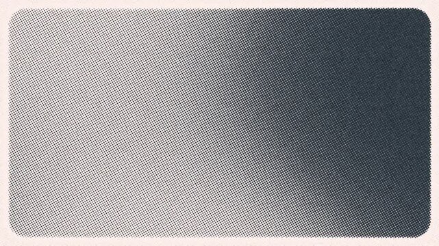 Vintage Halftone Dot Gradient Background with Dark Grey Stippling on Cream Paper Texture and Retro Rounded Border Frame