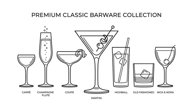 Premium Classic Barware Glass Collection.