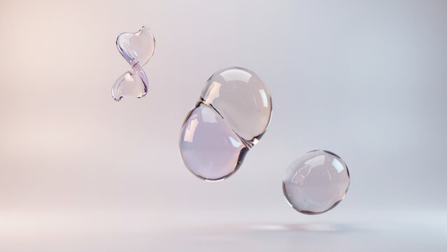 3D glass morphing shapes abstract background, modern translucent design backdrop
