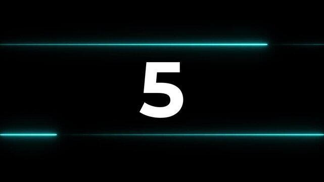 Numbers sequence on black background with blue neon lines and subtle motion representing progress and data