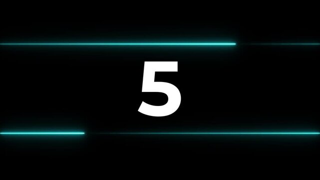 Numbers sequence appearing on black background with glowing neon lines during digital data transfer