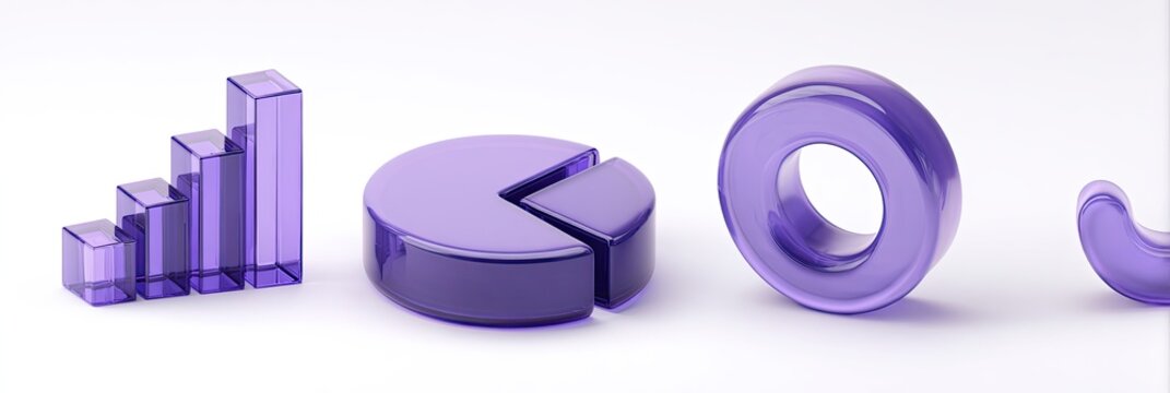 Purple 3D Graphics Representing Business Growth and Data Analysis.