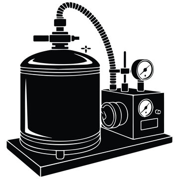 Industrial pressure vessel with gauge indicators for fluid control systems.