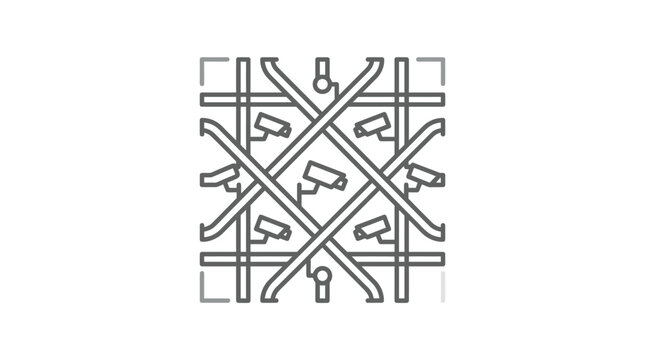 Surveillance camera network monitoring urban street intersections.