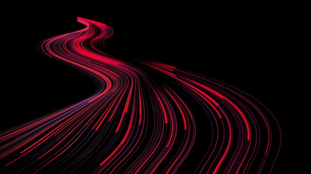abstract red glow light line overlay speed motion black background