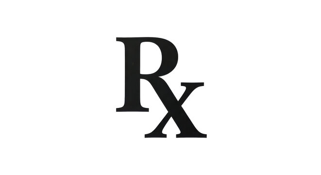 A large black rx prescription symbol on a plain white background