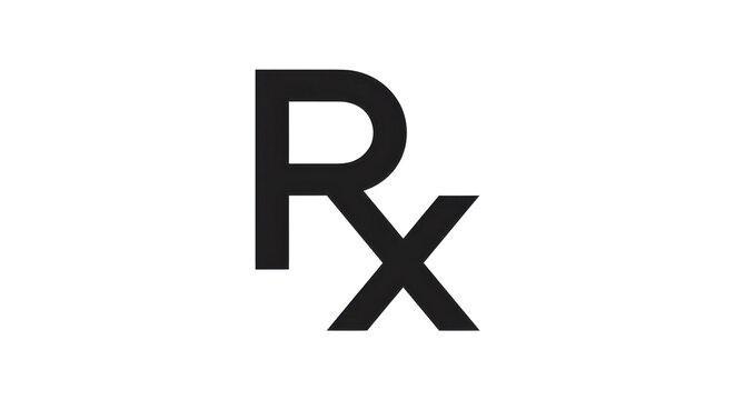 Black rx prescription symbol on white background