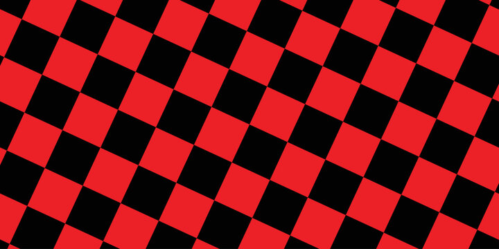 Bold geometric checkerboard pattern featuring alternating red and black squares arranged in a seamless grid.
