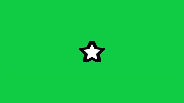Three star icon animation on green screen background