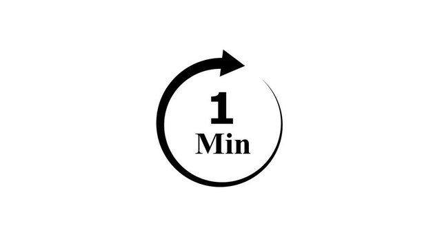 One minute circular loading timer icon animation clock countdown arrow green background clock countdown arrow green background