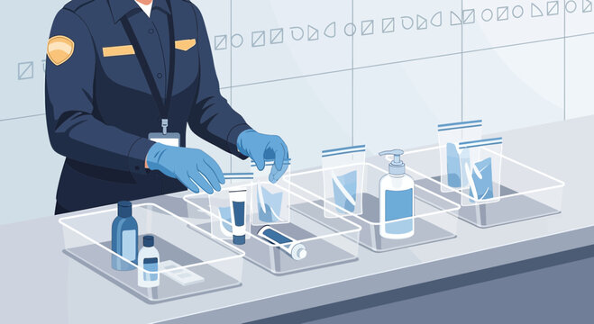 Airport Security Screening Liquids and Cosmetics for Travel