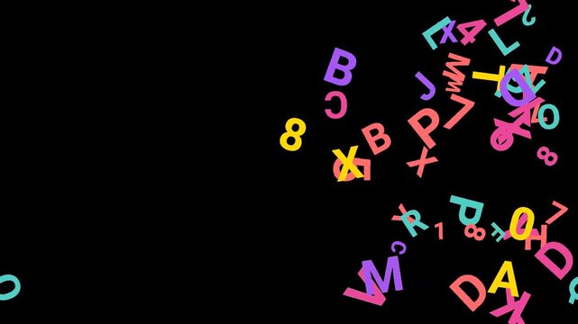 Colorful alphabet letters and music notes blending into an abstract educational background concept for children