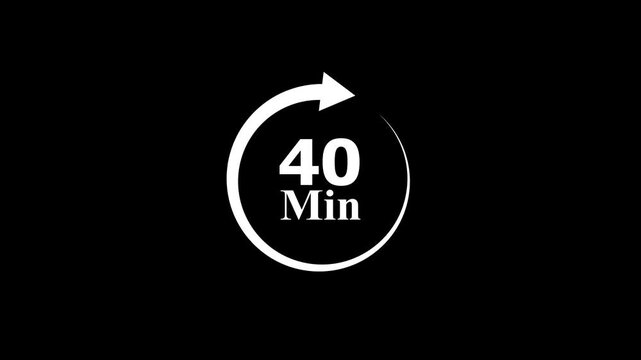 40 minutes timer icon, 40 minutes circle arrow icon, vector illustration