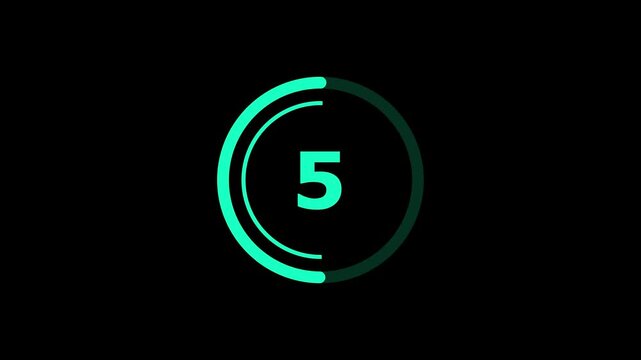 10 second countdown with circle animation, 10 to 0 animation countdown.  10 Second Countdown Timer Animation with Modern Digital Clock and Circular Progress