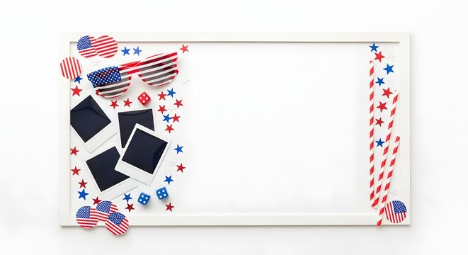 Patriotic frame with stars and stripes decoration