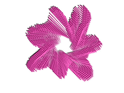 Vibrant pink 3D geometric flower star shape, abstract layered vector line art illustration