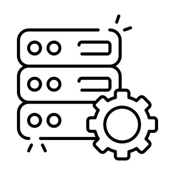 Db rack with gear, icon of server setting
