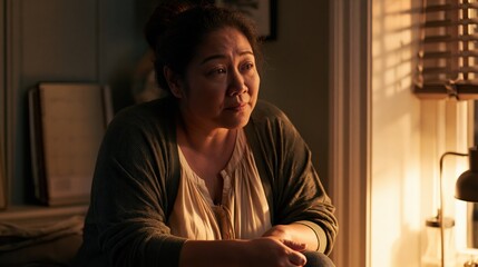 Fototapeta premium Gray Divorce Middle Aged Pacific Islander Athletic Woman Build Resolve