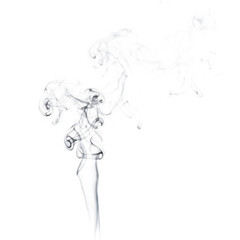 Fototapeta premium Aerial view of intricate smoke patterns rising gracefully against a pure white background