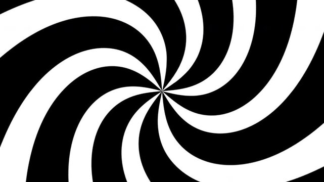 白黒の渦巻きが回転する背景素材 モノトーン シームレスループ |Black and white monotone spiral loop background
