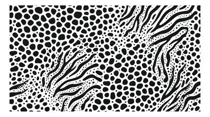 Animal print vector background, black and white leopard and zebra skin pattern, wild safari texture for textile design and fashion branding © ali